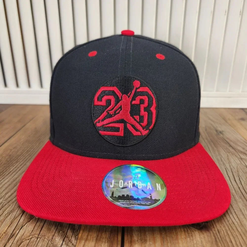Air Jordan 23 Jumpman Snapback Hat Black Red Chicago Bulls Colorway Baseball Cap